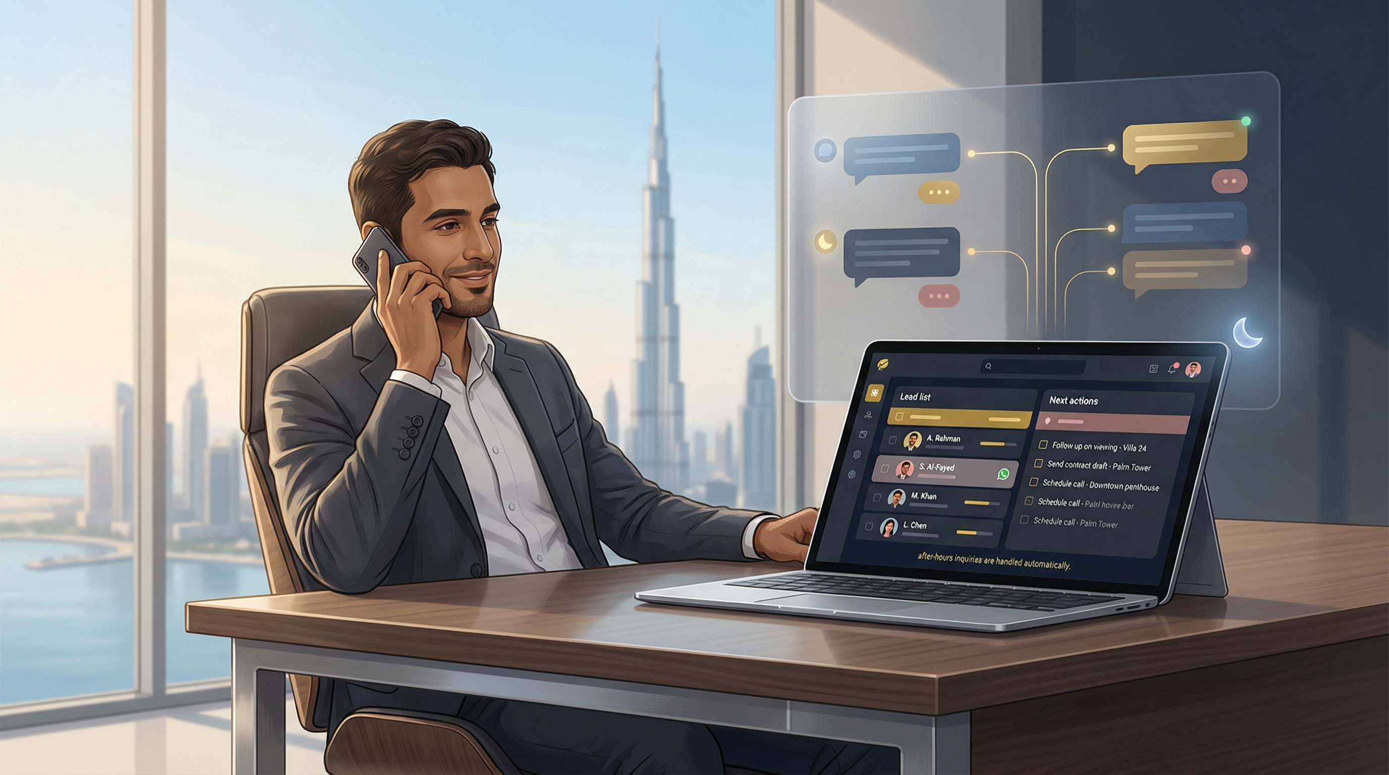 Balanced agent working efficiently during day with automated system handling after-hours inquiries